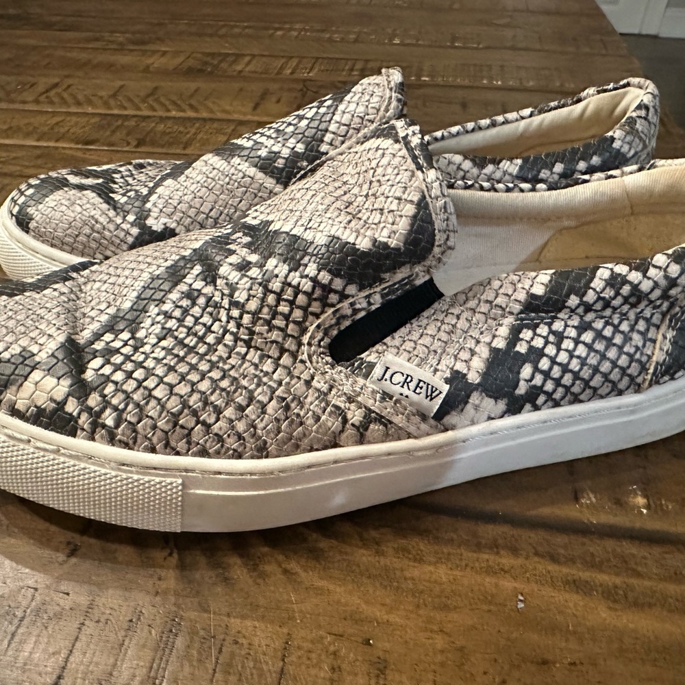 J. Crew Cream and Black Slip-On Sneakers
